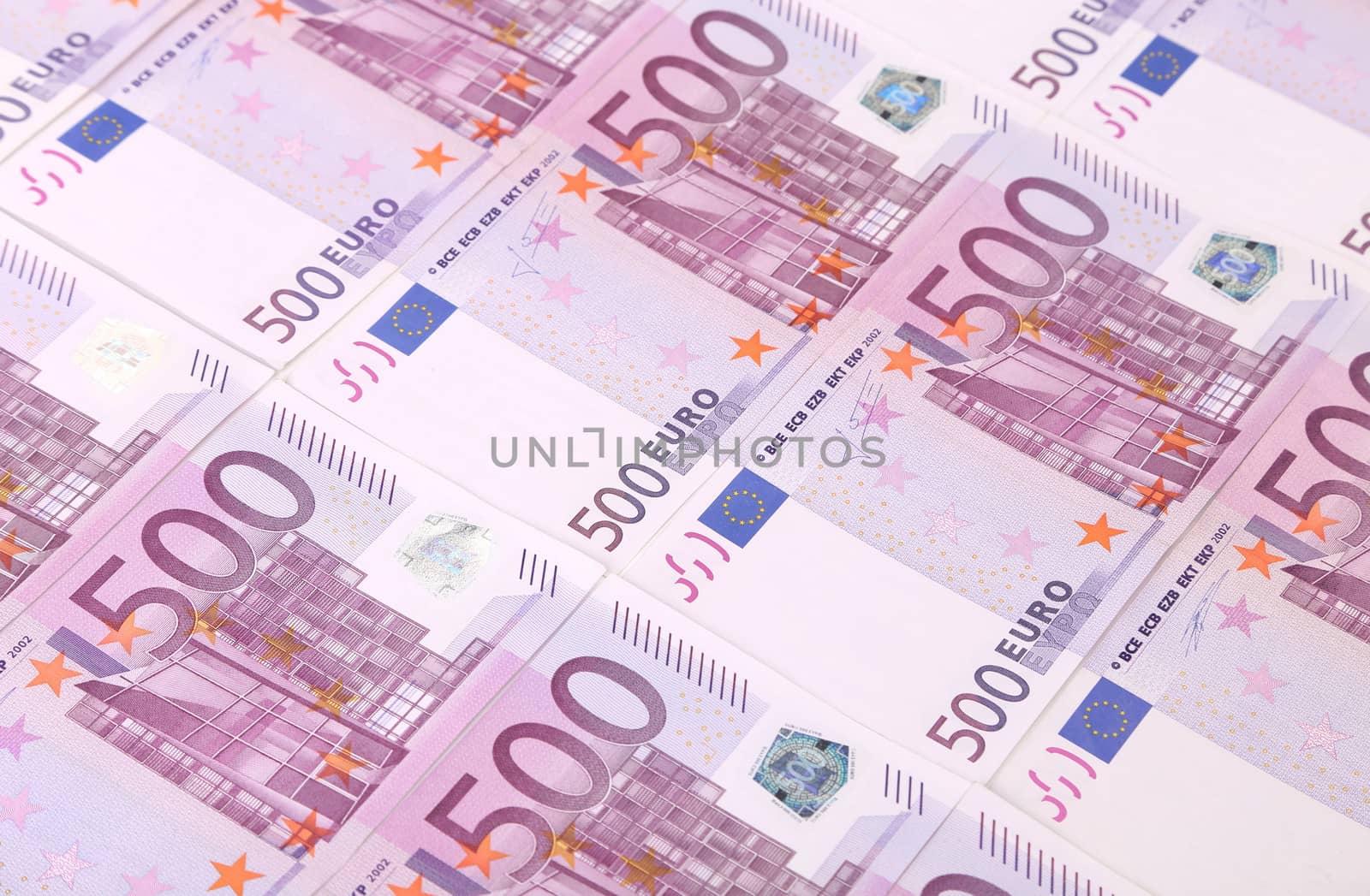 Five hundreds euro banknotes background. Whole background.