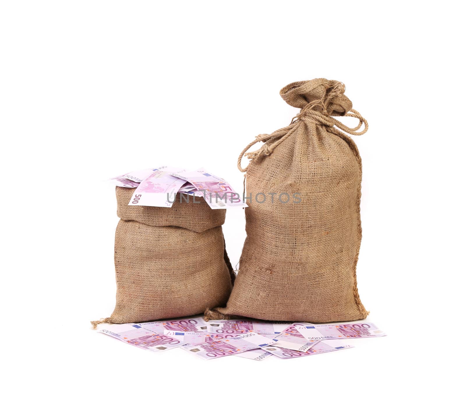 Bags of money. Isolated on a white background.