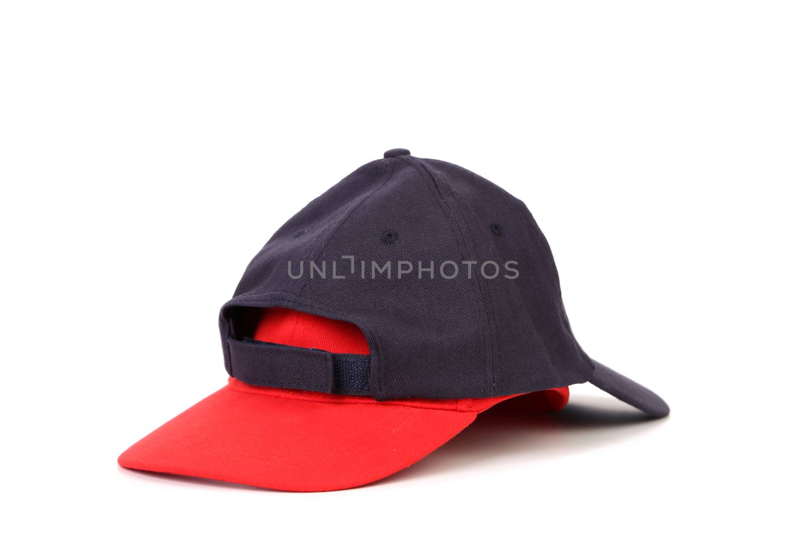 Black and red cap for baseball on a white background