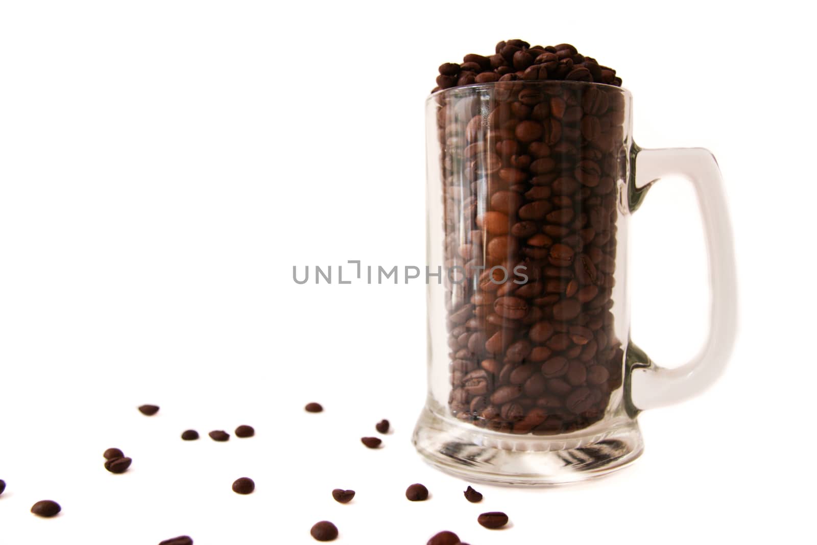 Coffee beans in a beer cup