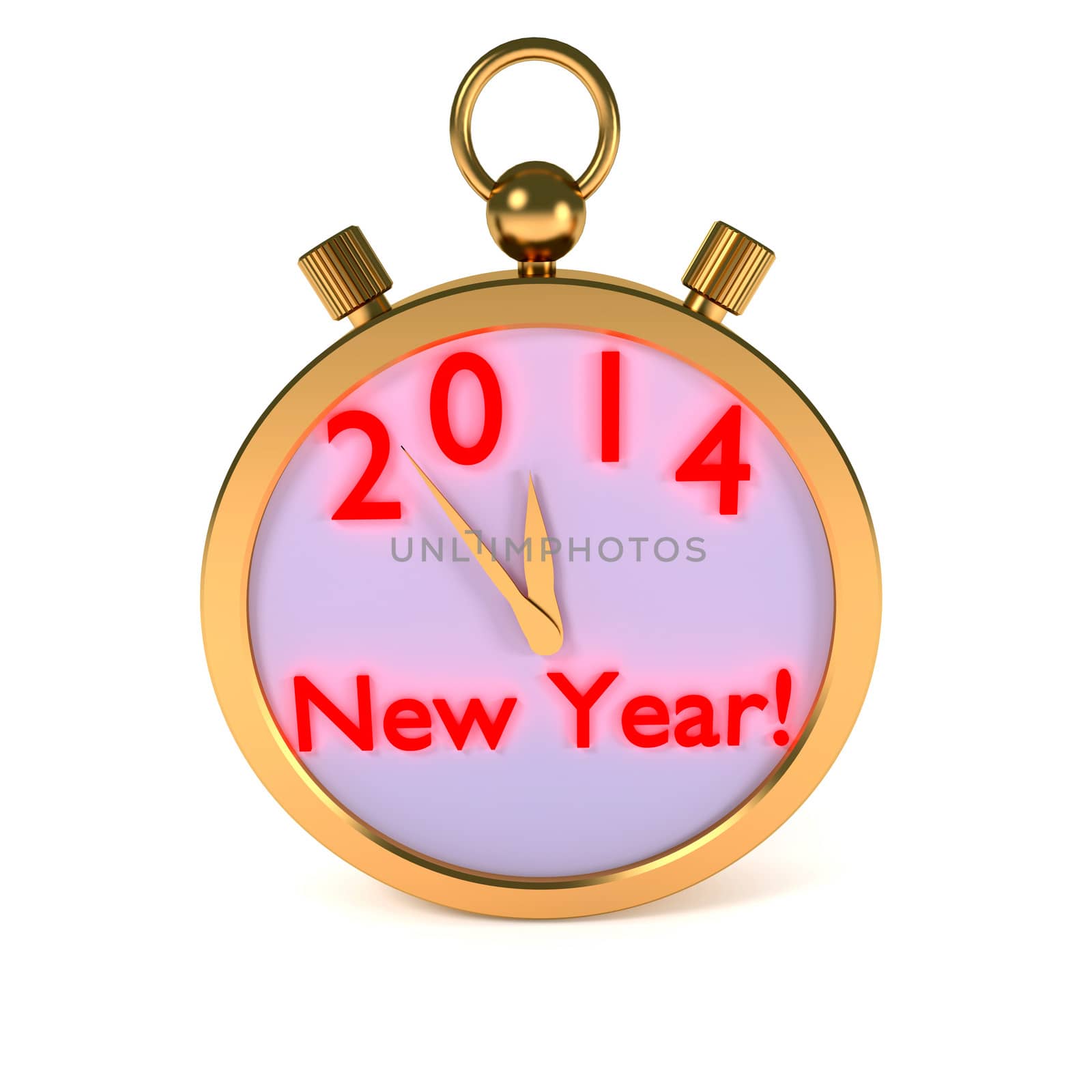 Abstract golden stopwatch with date 2014, new year concept