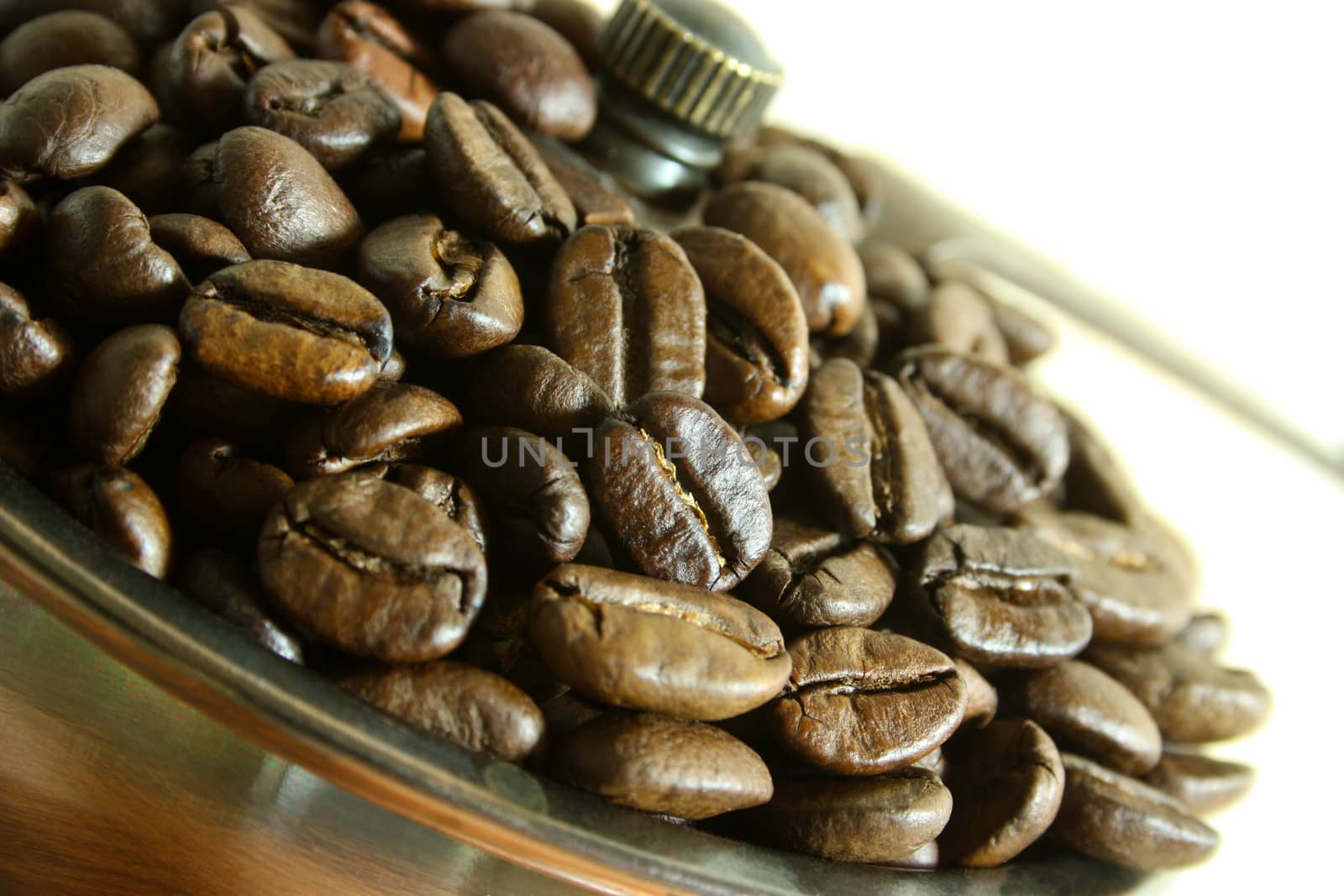 Vintage coffee grinder with coffee beans