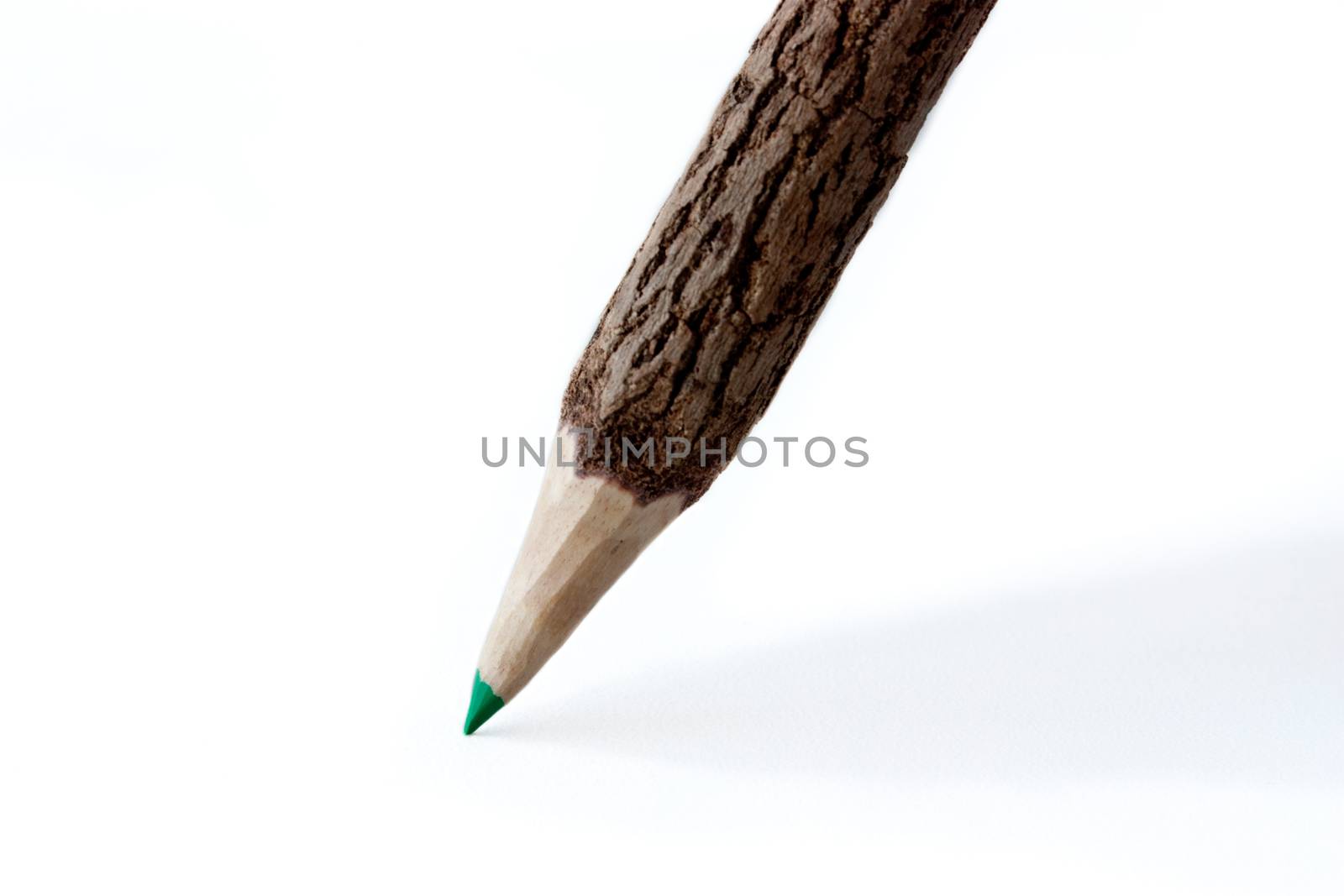 Green pencil on white background by evdayan