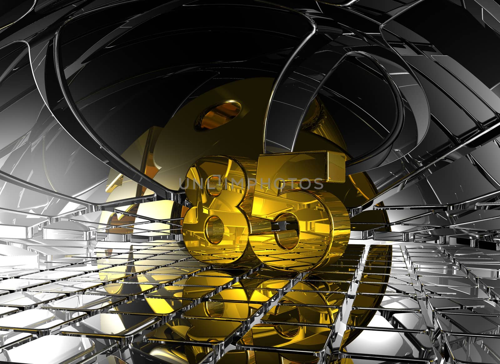 number eighty five in abstract futuristic space - 3d illustration