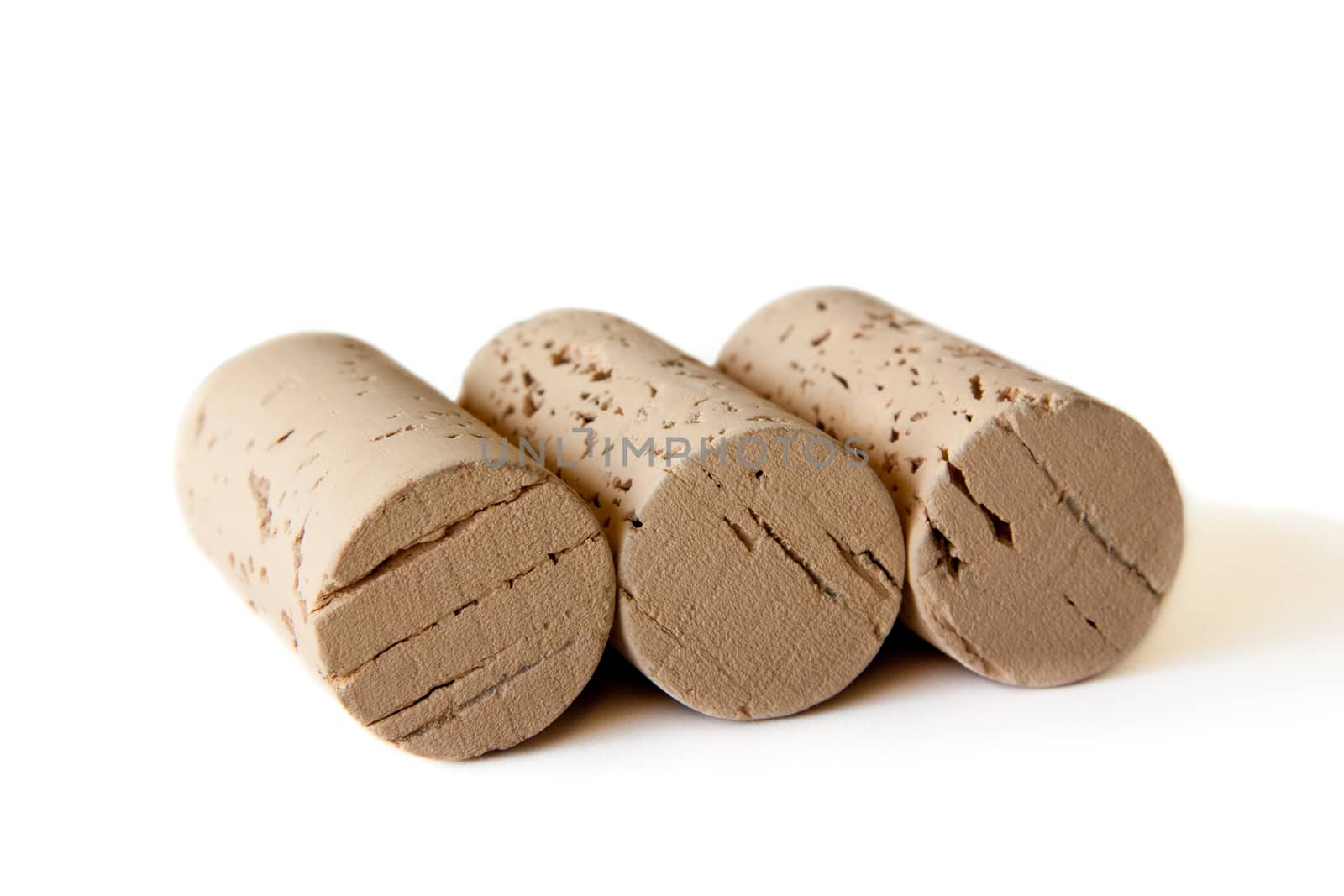 Wine corks on a white background