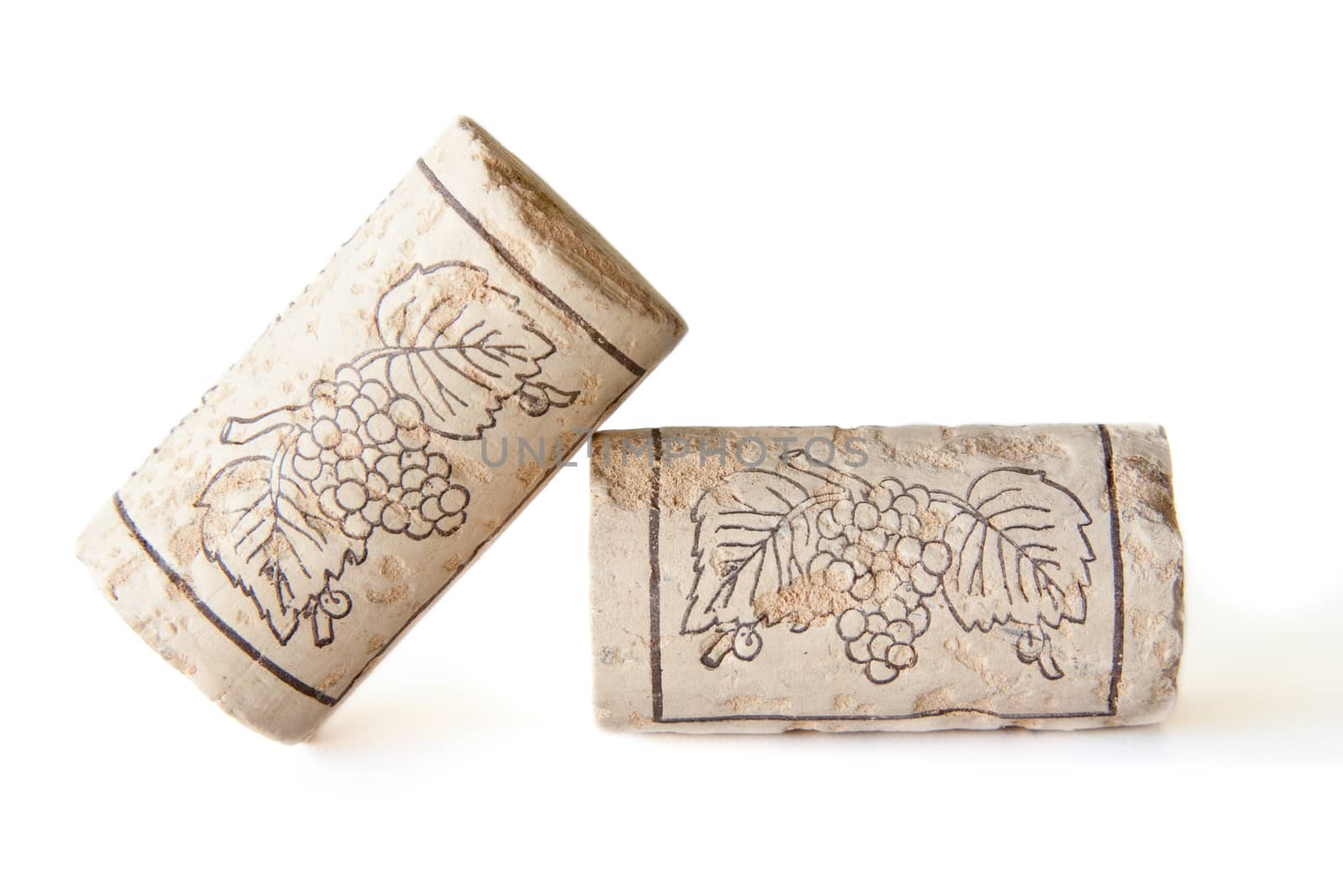 Wine corks on a white background