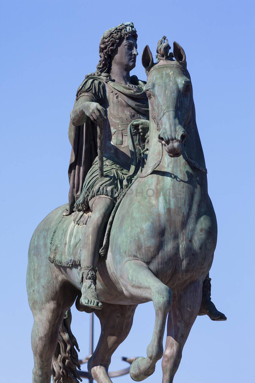 Famous statue of Louis XIV in Lyon city, France 