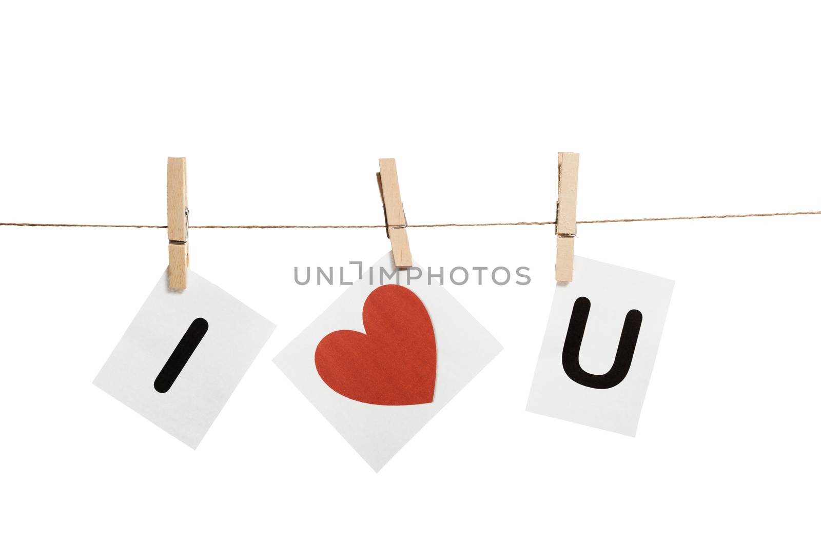 Love message held by clothespins