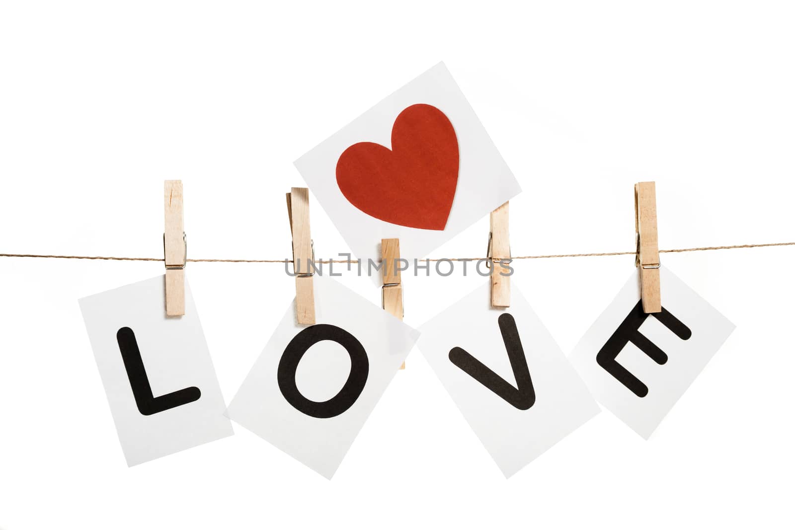 Love message held by clothespins