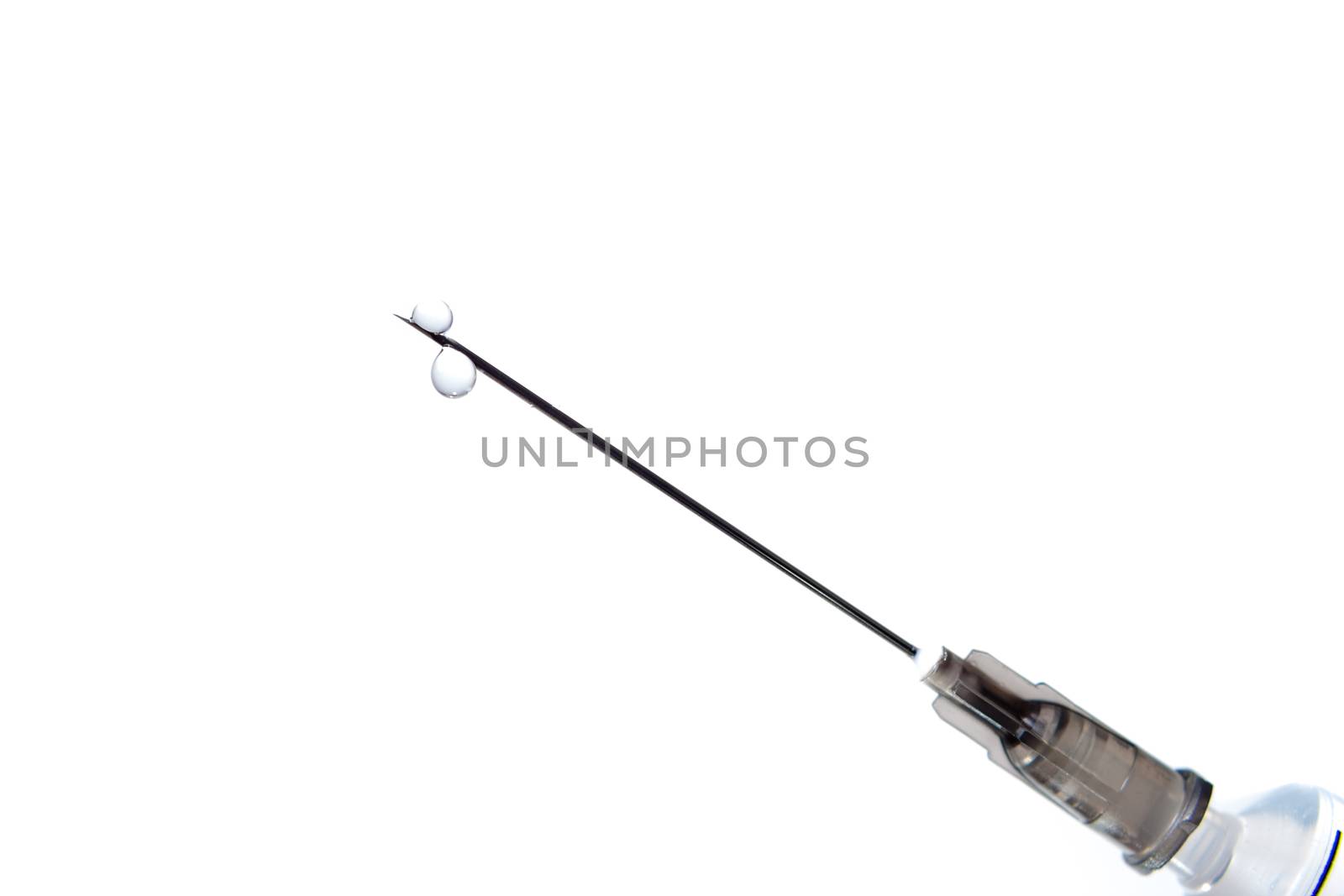 Syringe on white with needle