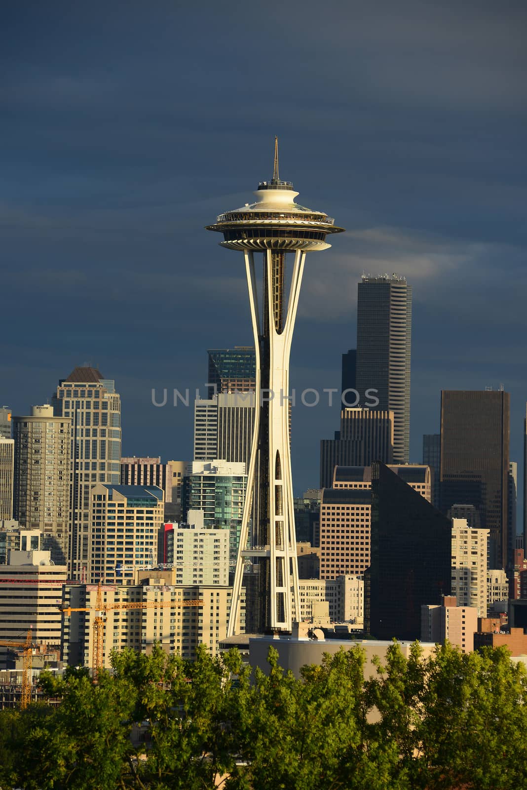cityscape of space needle in seattle