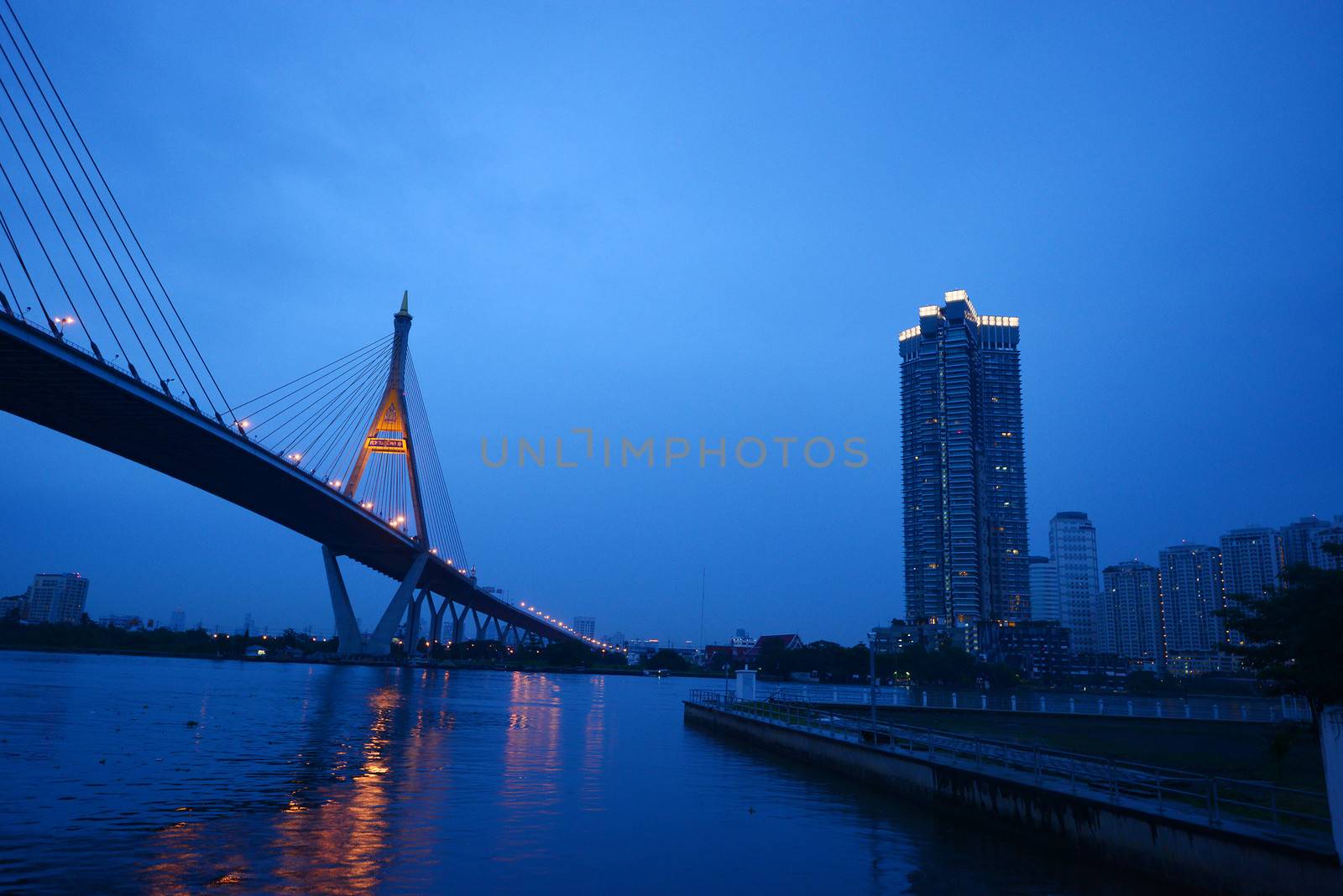 bridge with residential condominium in bangkok