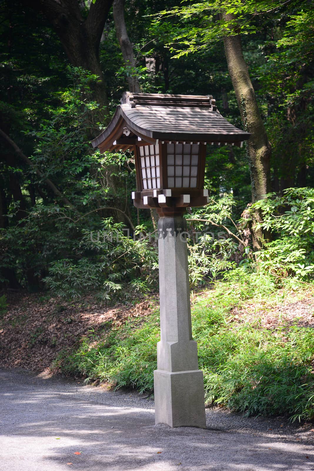 japanese lantern decoration inside a temple