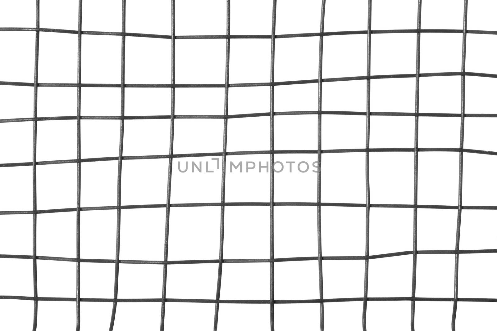Detail of a metal grid, isolated on white background.
