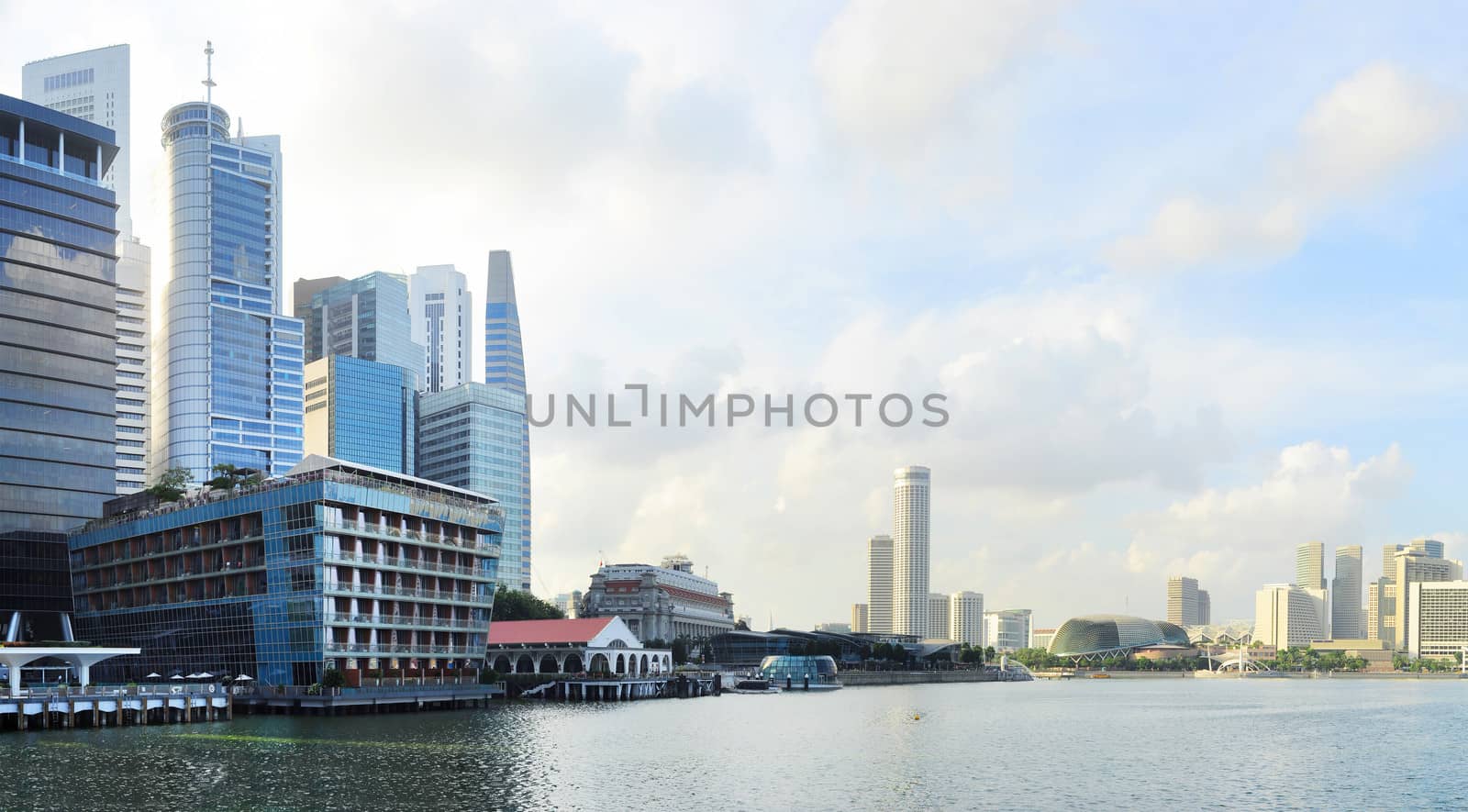 Singapore embankment at sunset