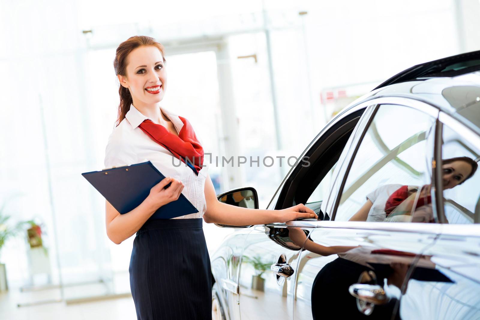 portrait of a young woman in a showroom consultant