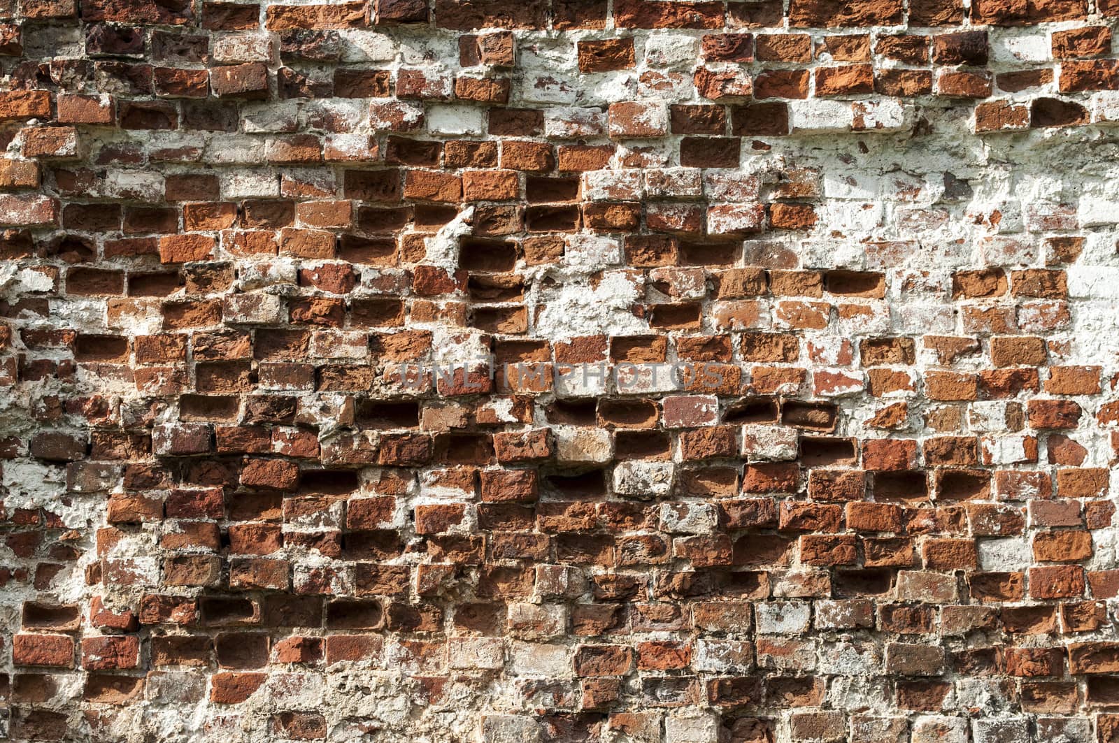 Fragment of old red brick wall background