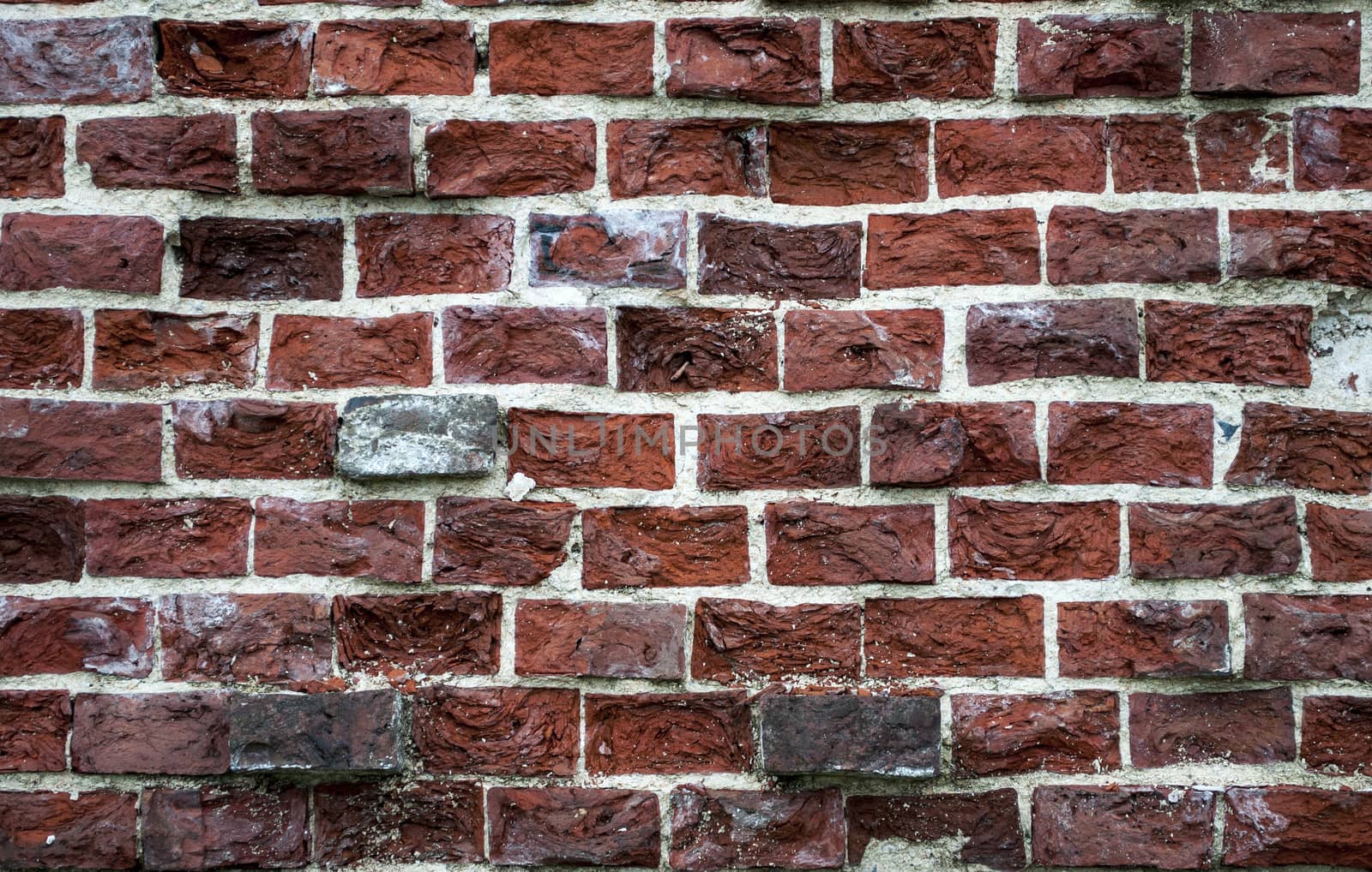 Fragment of weathered red brick wall background