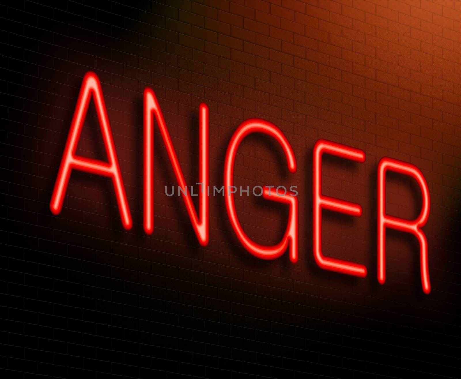 Illustration depicting an illuminated neon sign with an anger concept.