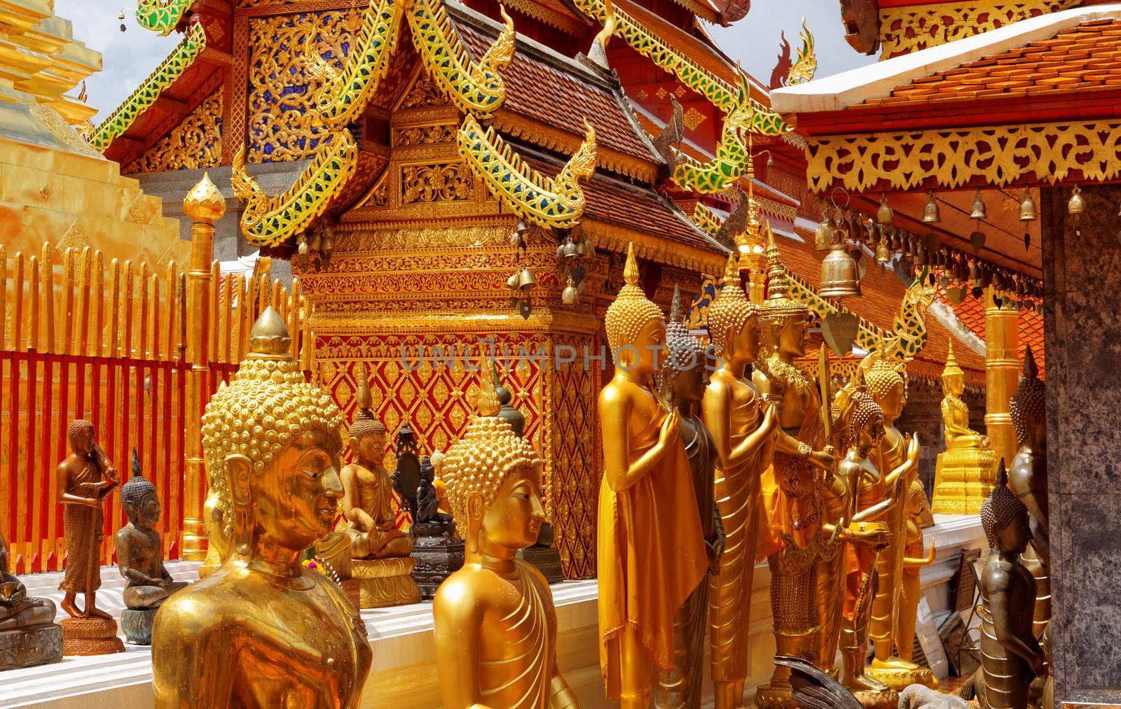 Gold face of Buddha statue in Doi Suthep temple, Chiang Mai, Thailand. 