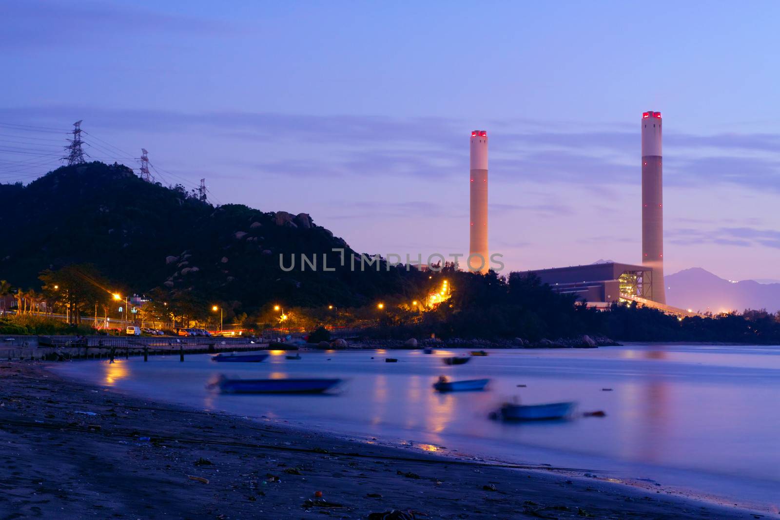 Night of Petrochemical industry , power plant