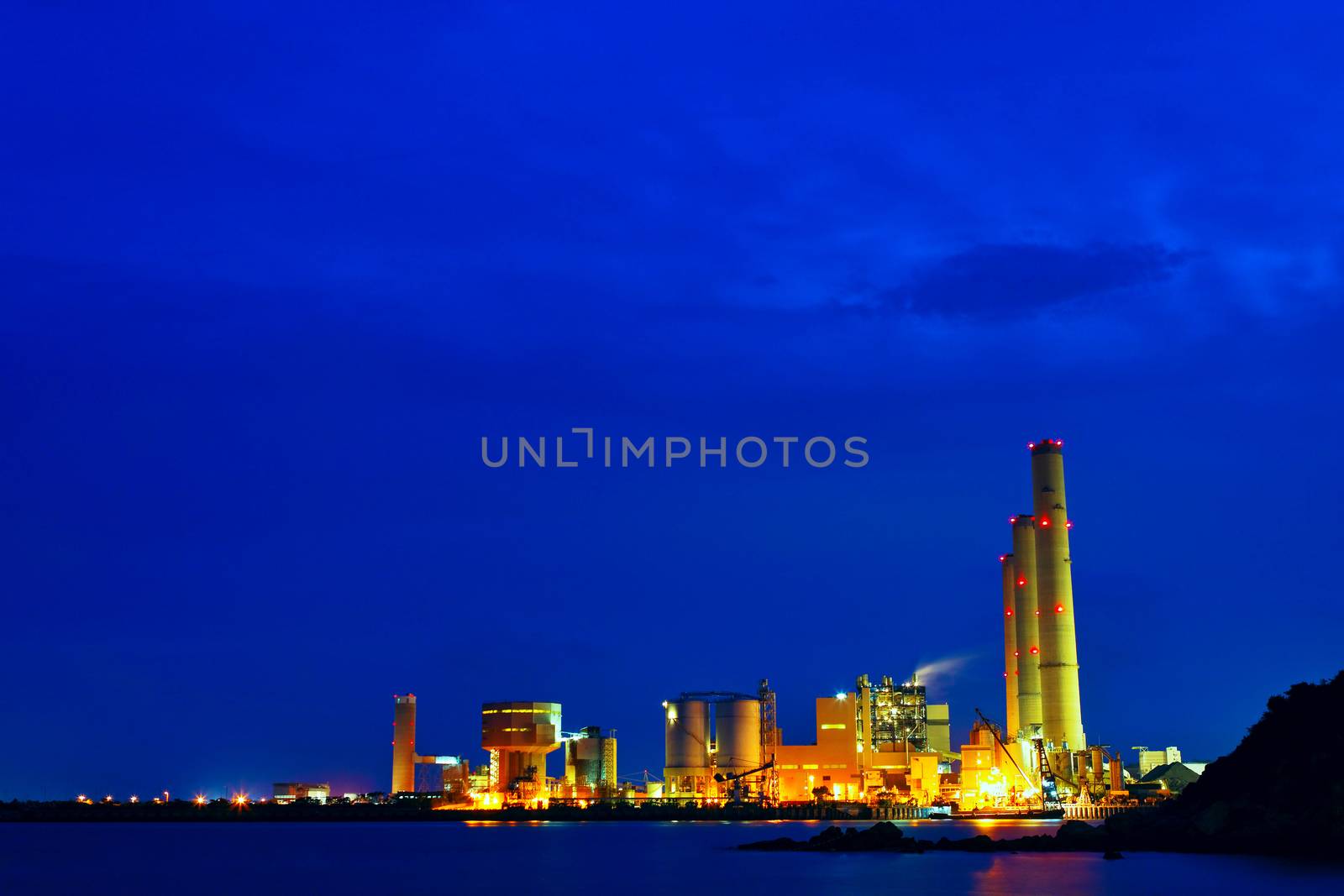 power station at night, hong kong