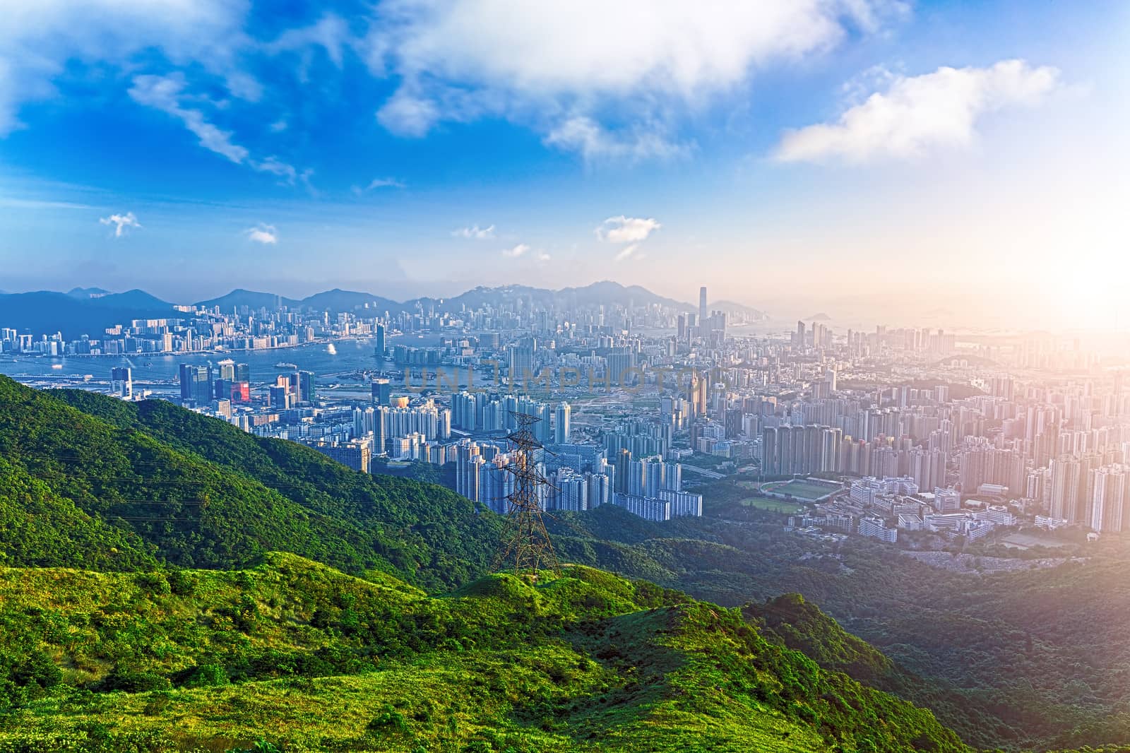 hong kong sunrise on mountain