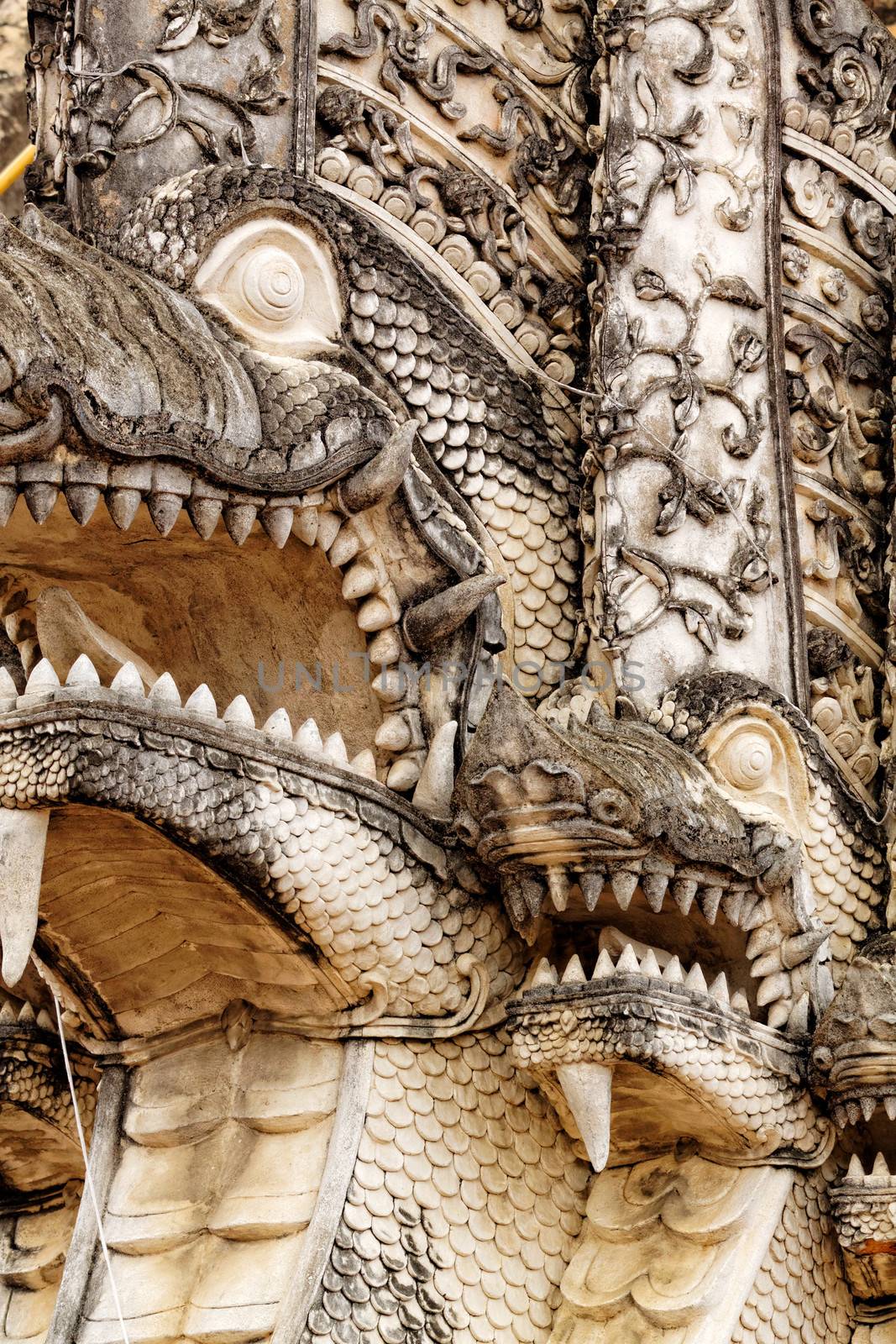 dragon sculpture in Thailand temple by cozyta