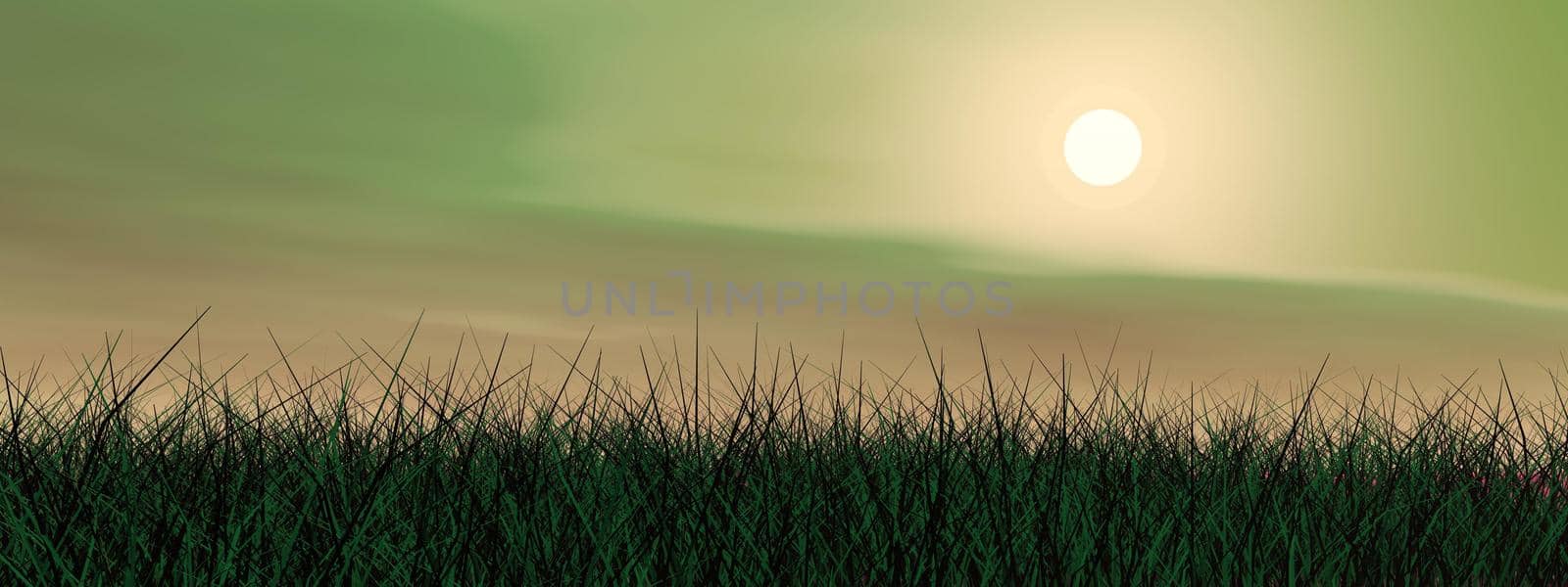 Green sunset - 3D render by Elenaphotos21