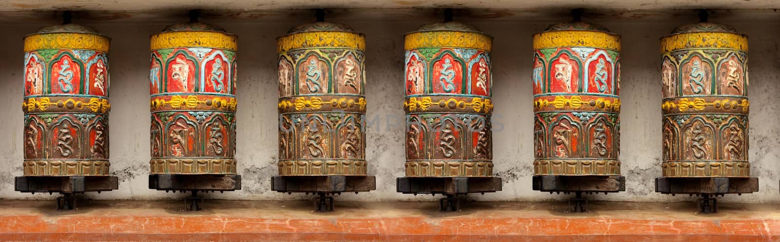 Pattern - Buddhist Meditation prayer wheel in Kathmandu, Swoyamb by cococinema