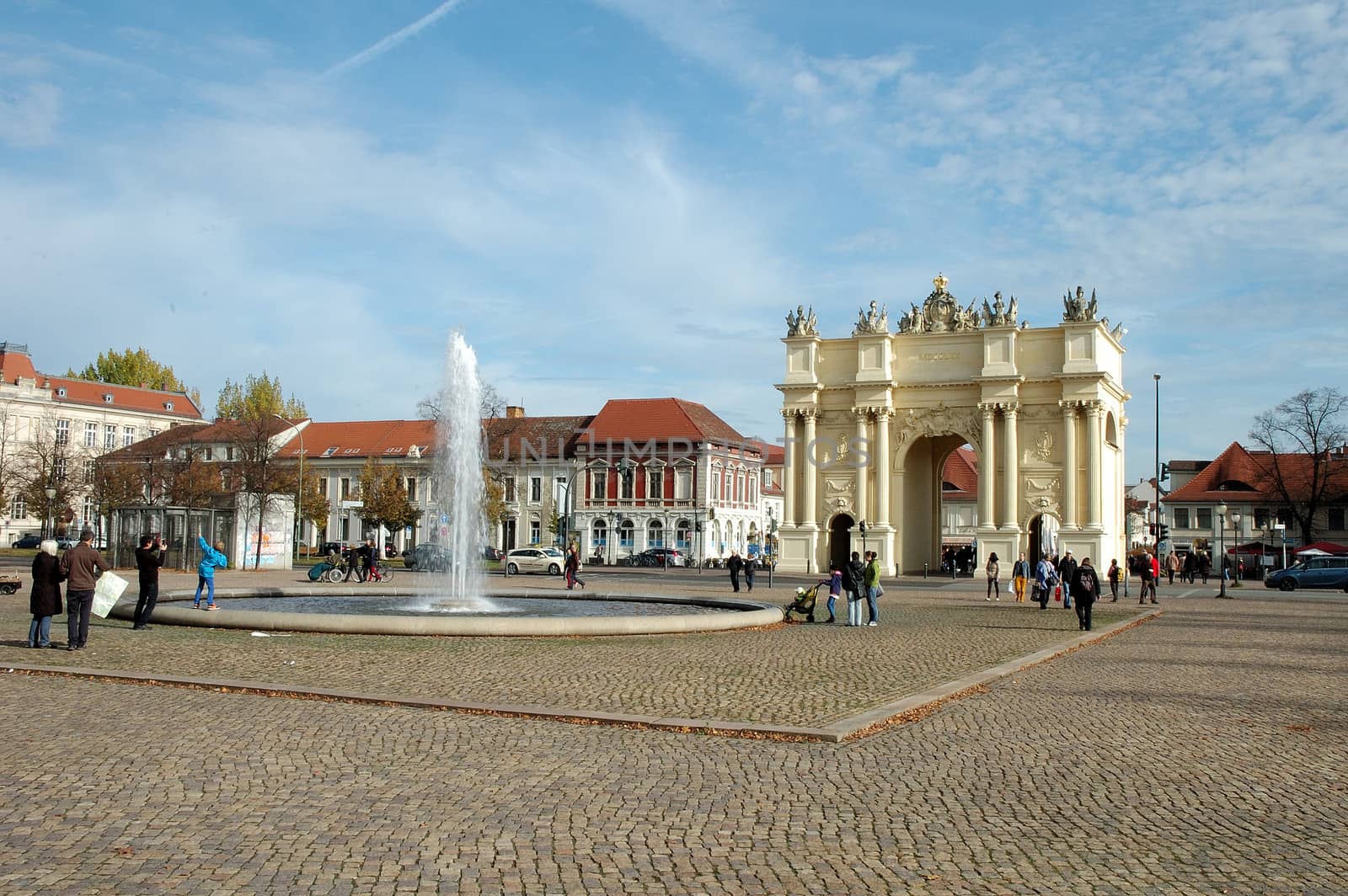 POTSDAM, GERMANY - OCTOBER 19: Luisenplatz (square) and Brandenburger Tor (Branderburg gate) in Potsdam 19.10.2013