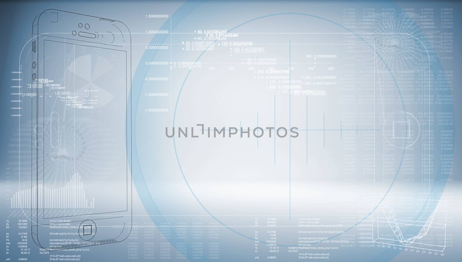 Sketch smartphone on a high-tech blue background by cherezoff