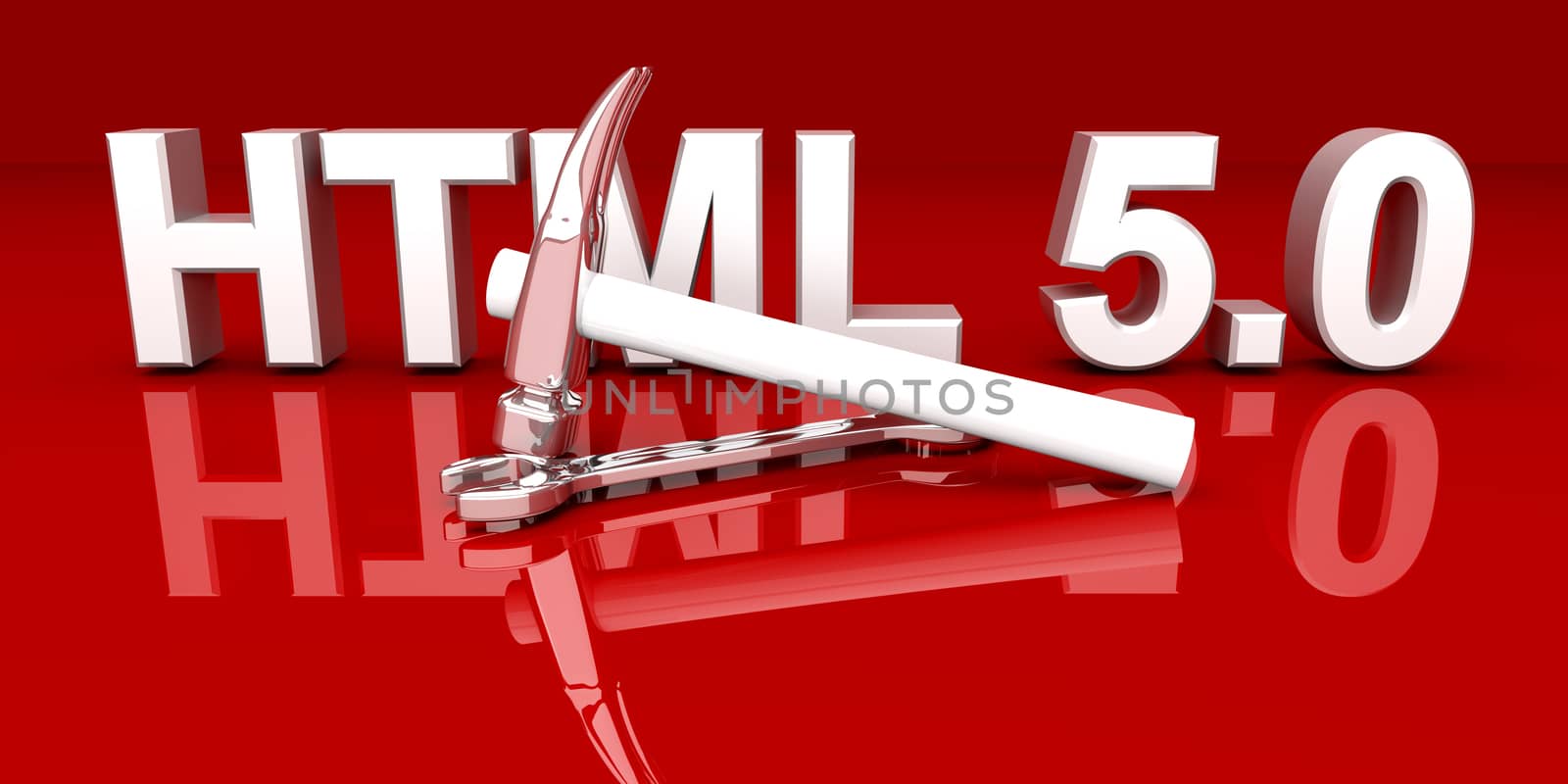 HTML 5.0 tools. 3D rendered Illustration.