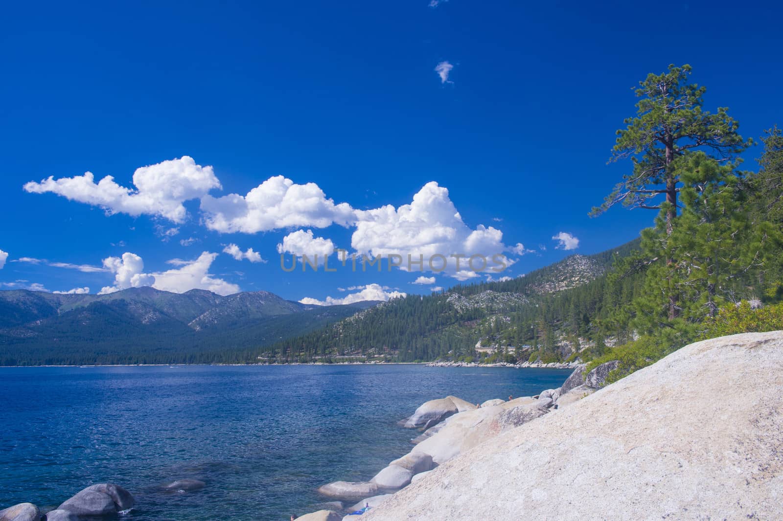 The shore of Lake Tahoe in Northern Nevada