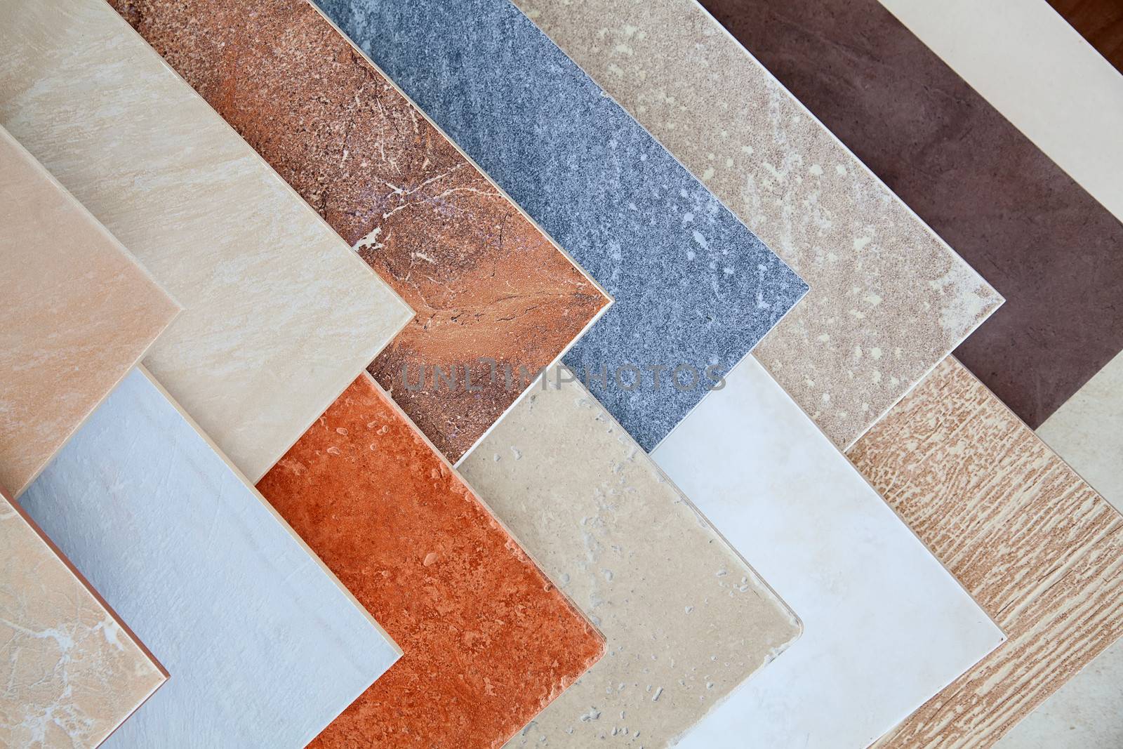 Samples of a ceramic tile in shop