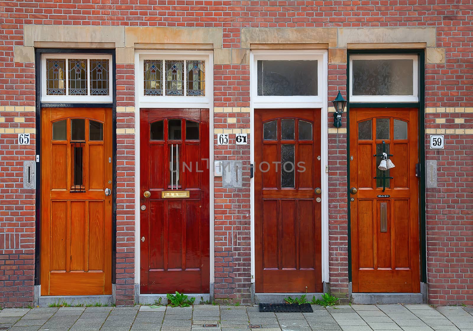 Doors on the brick wall