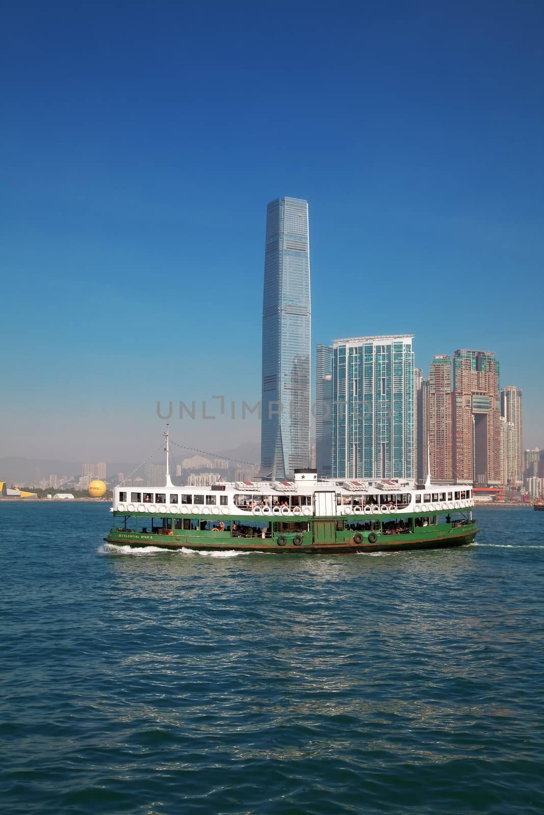 HONG KONG - DECEMBER 3: Ferry "Celestial star" cruising Victoria harbor on December 3, 2010 in Hong Kong. Hong Kong ferry is in operation for more than 120 years and it is one main tourist attractions of the city.