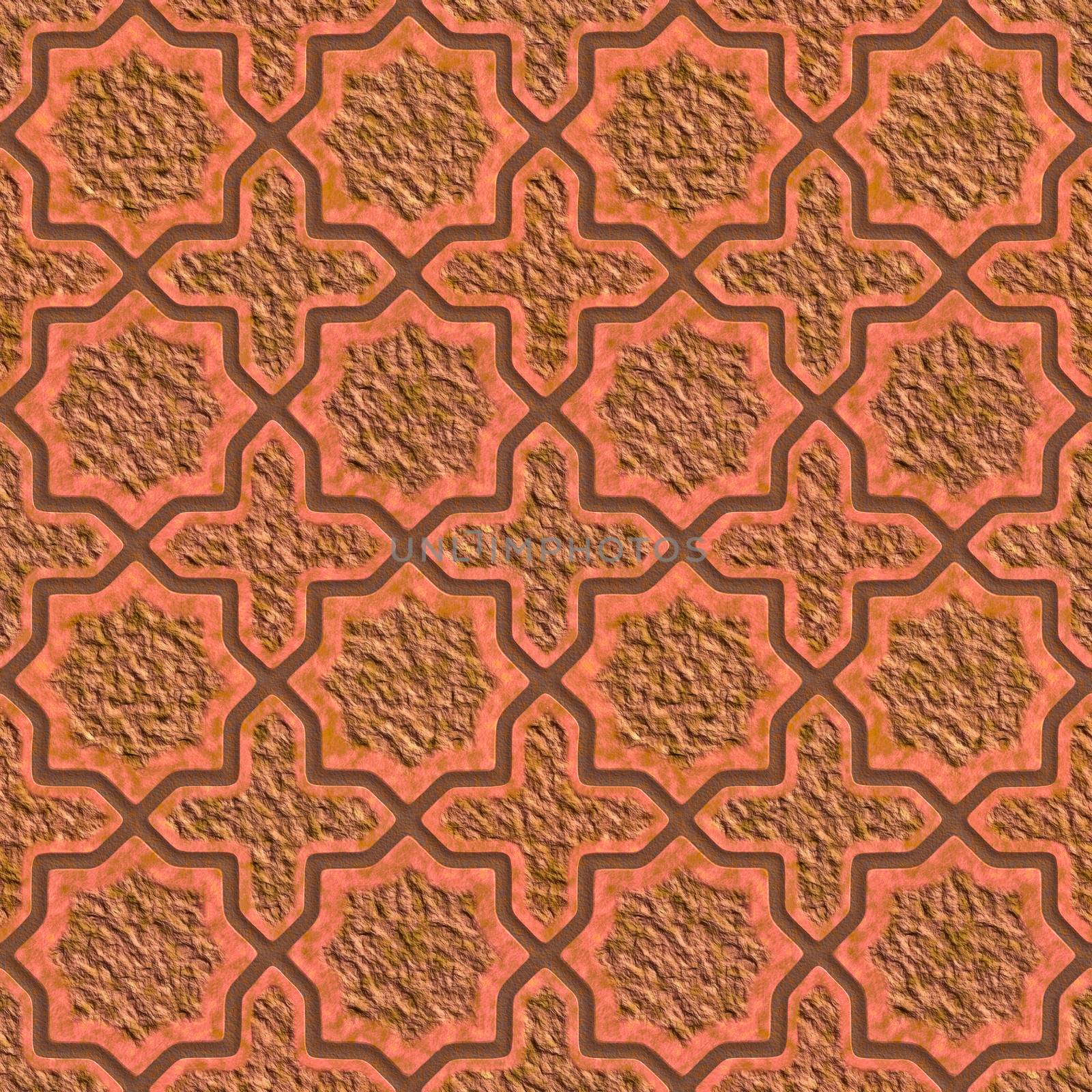 Facade of the building blocks of clay-like polygonal star