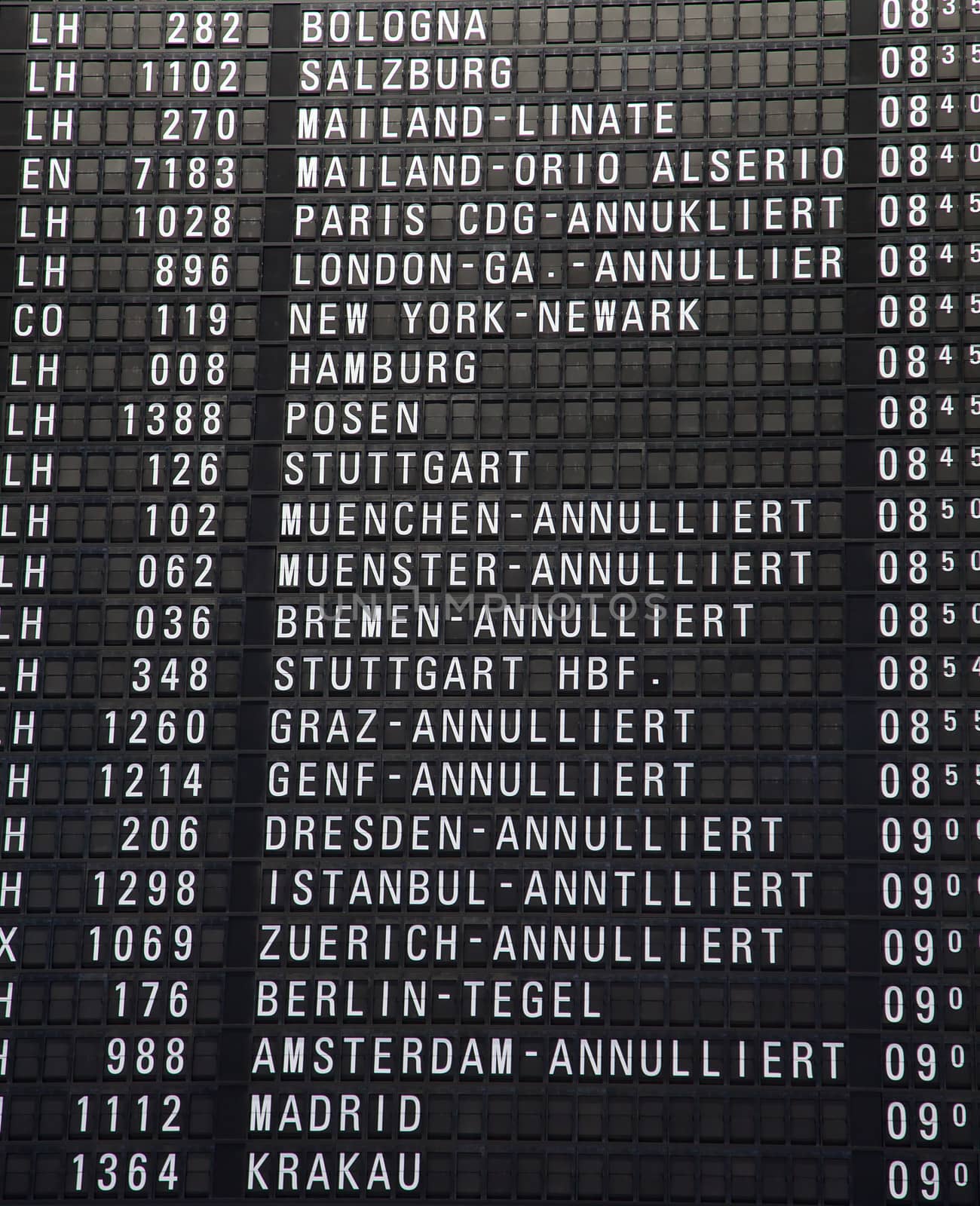 Timeboard in the modern airport