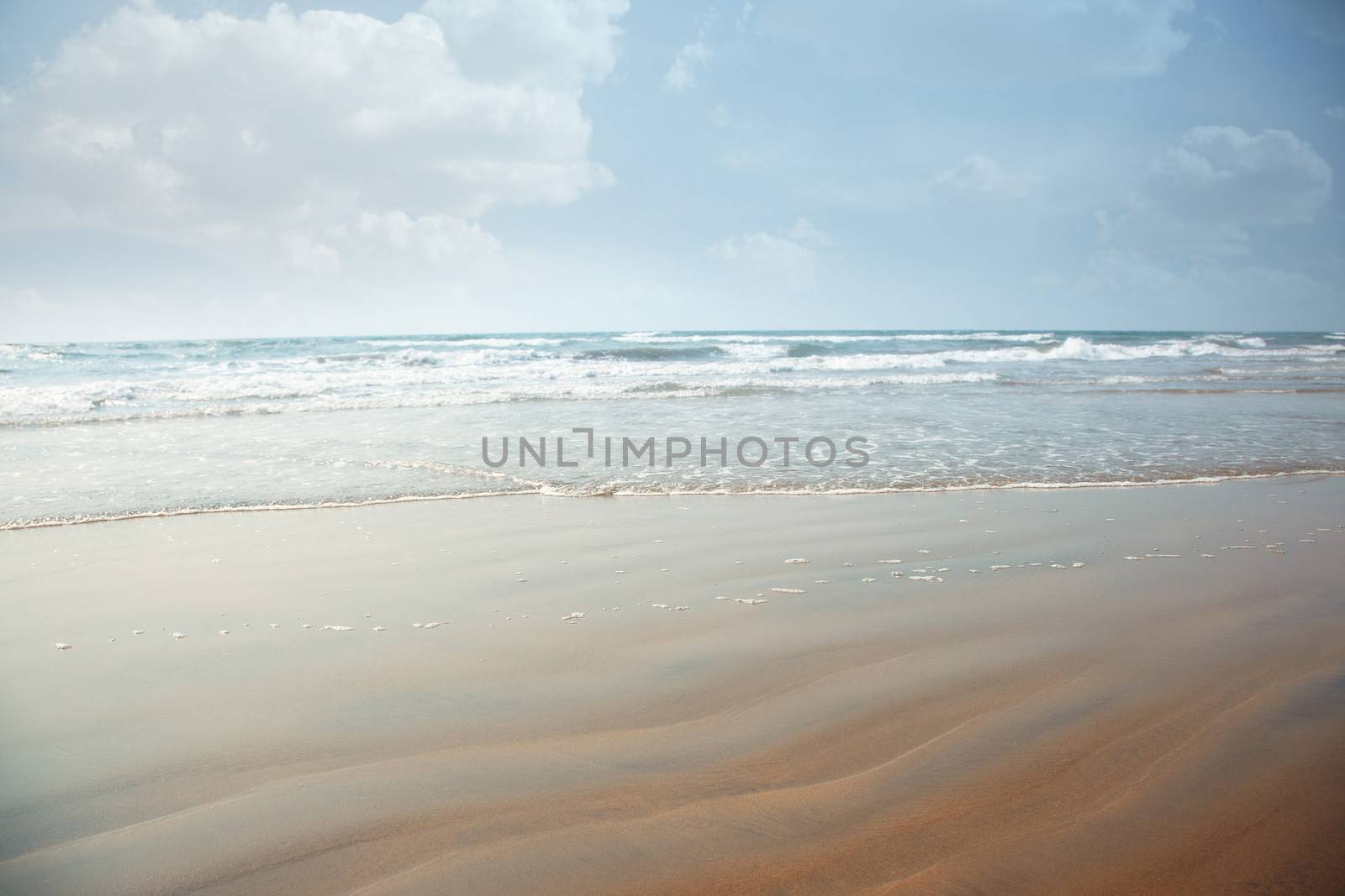 Summer beach. Horizontal, colorful photo