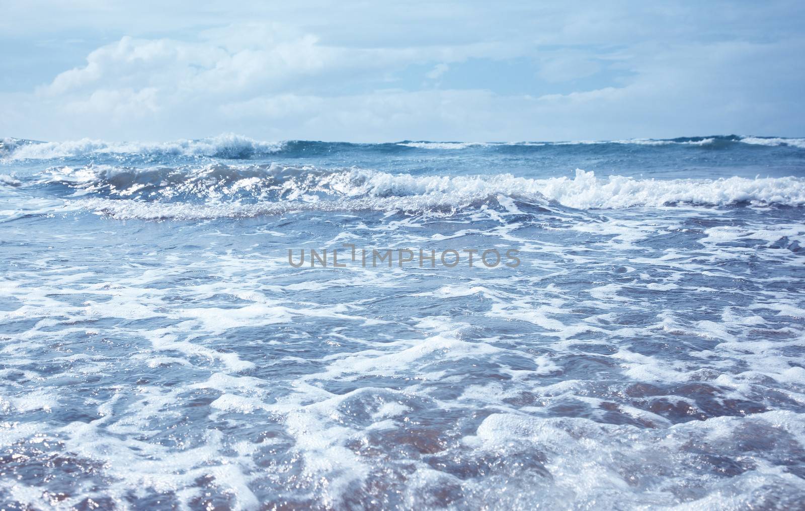 Seaside with waves. Horizontal photo