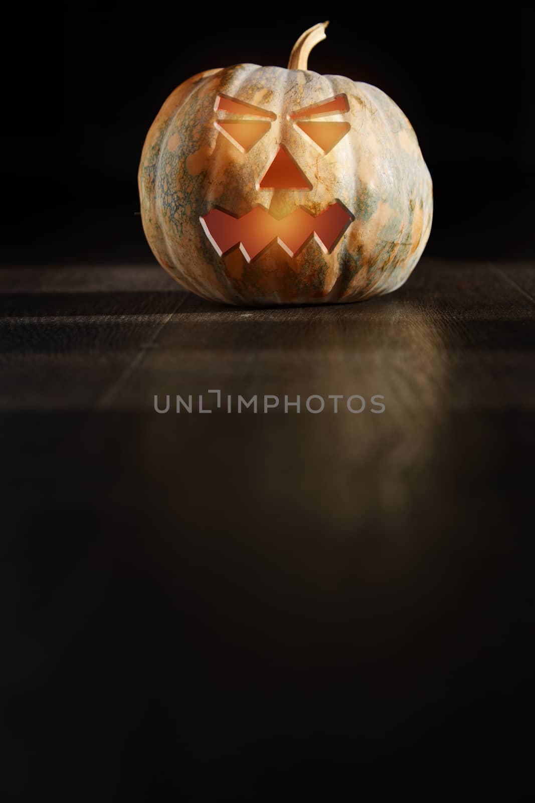 Halloween Pumpkin  latnern in the dark room