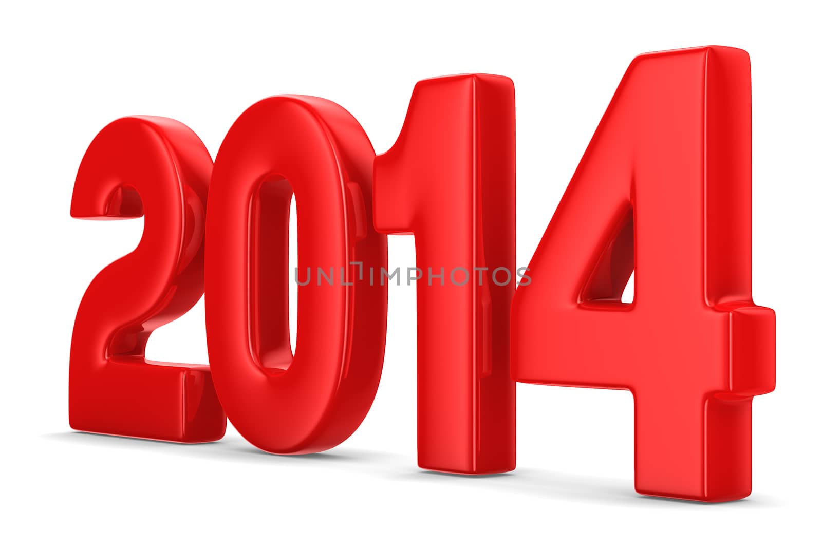 2014 new year. Isolated 3D image
