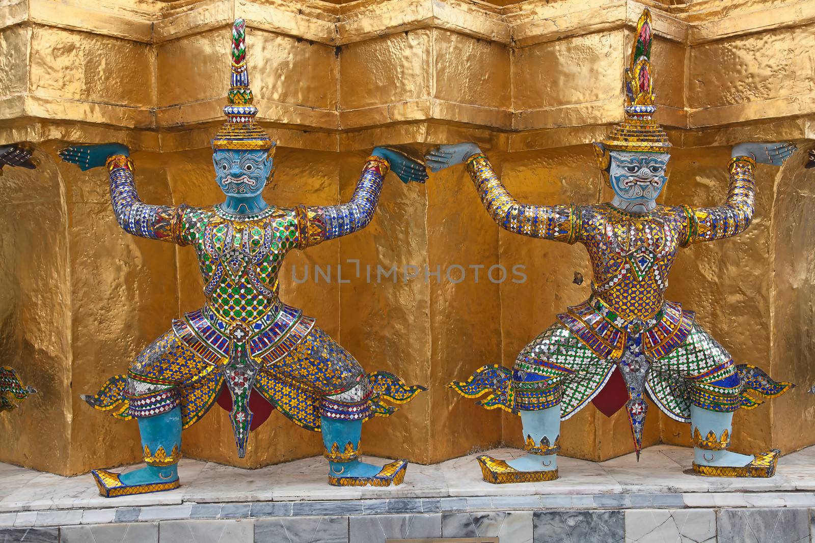 Elements of the decorations of the Grand Palace and Temple of Emerald Buddha in Bangkok, Thailand