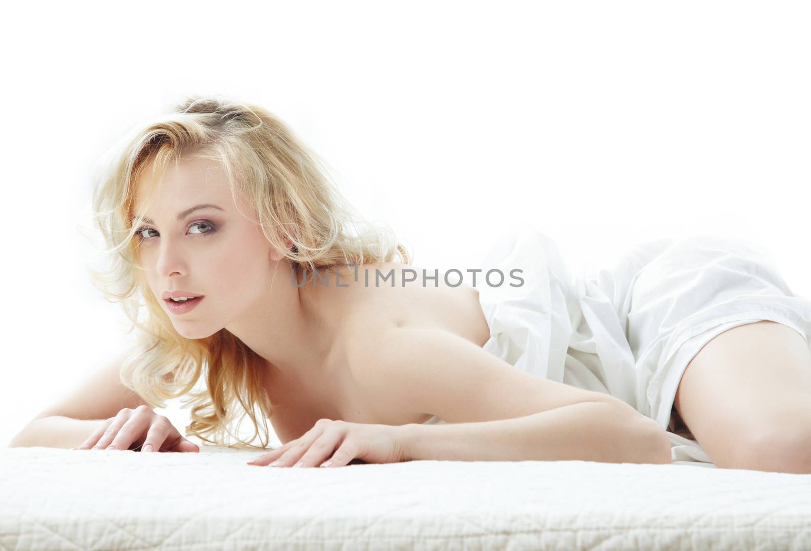 Sexy lady laying on the bed