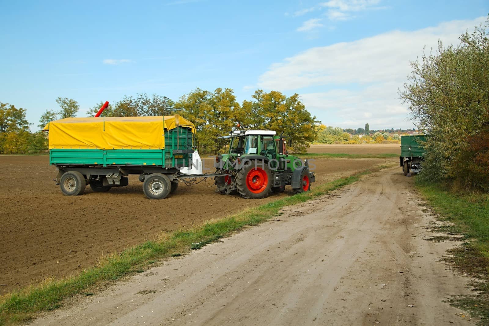 Tractor on the agricultural fields