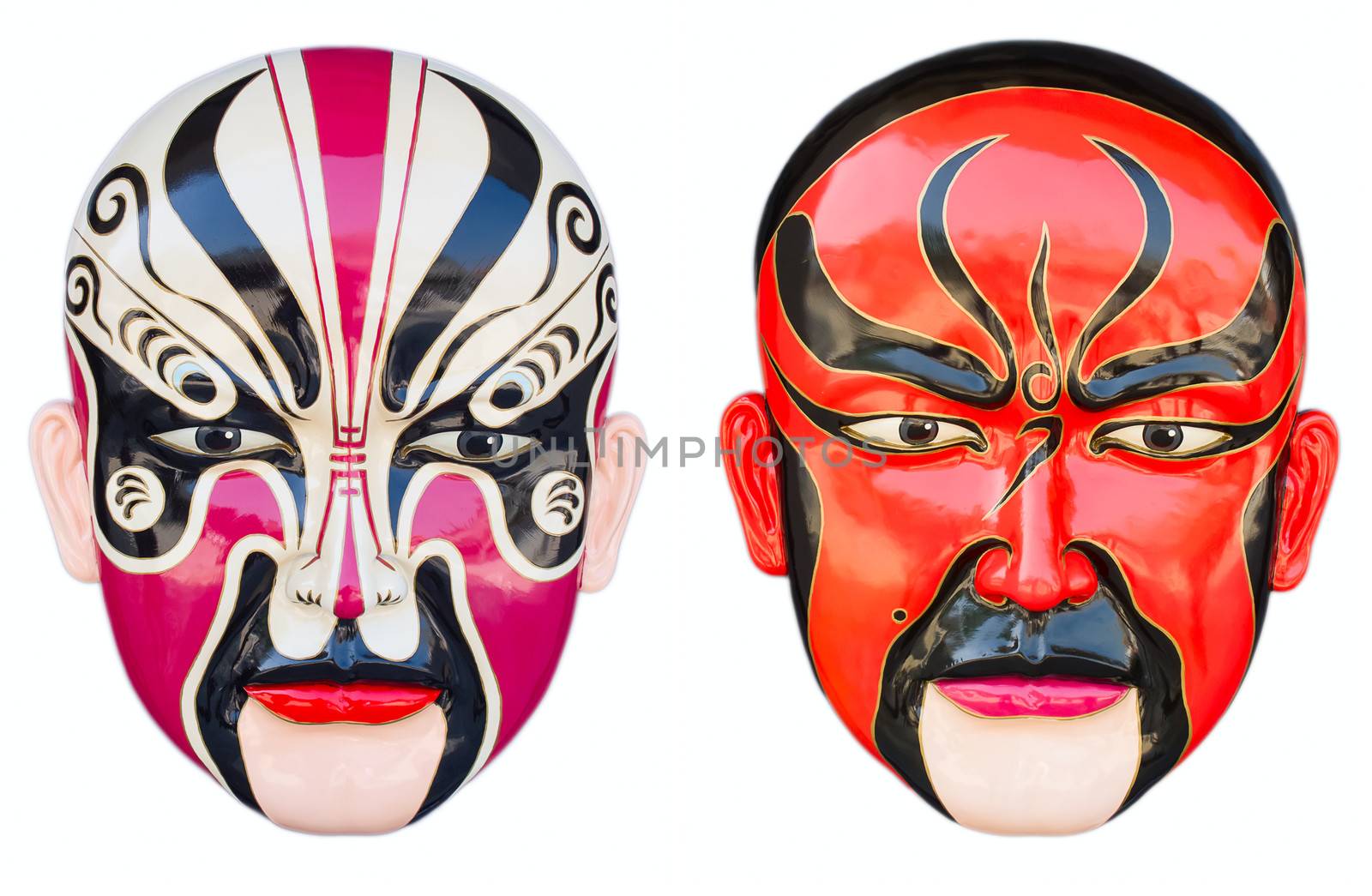 Chinese opera mask on the white background