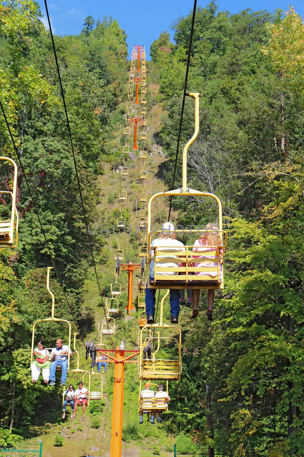 Tourists riding the Sky Lift in Gatlinburg, Tennessee vertical by sgoodwin4813