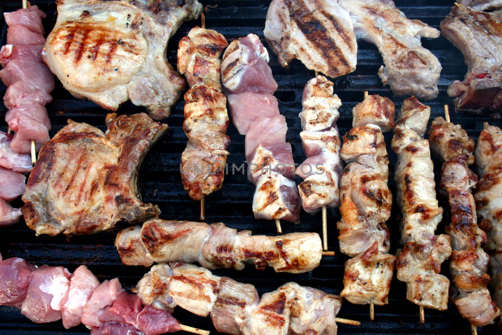 Closeup of some grilled slices of meat