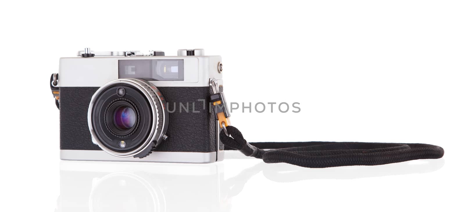 Old vintage camera isolated on white background